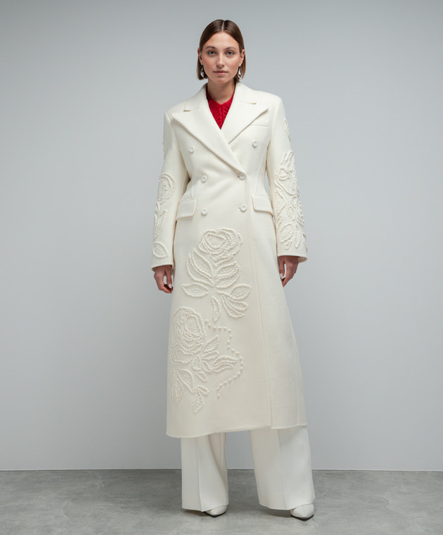 Ermanno Scervino - White double-breasted wool coat with