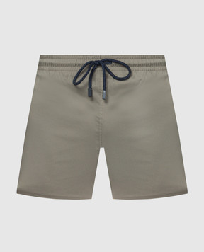 Vilebrequin Khaki logo swim shorts MANH9E00
