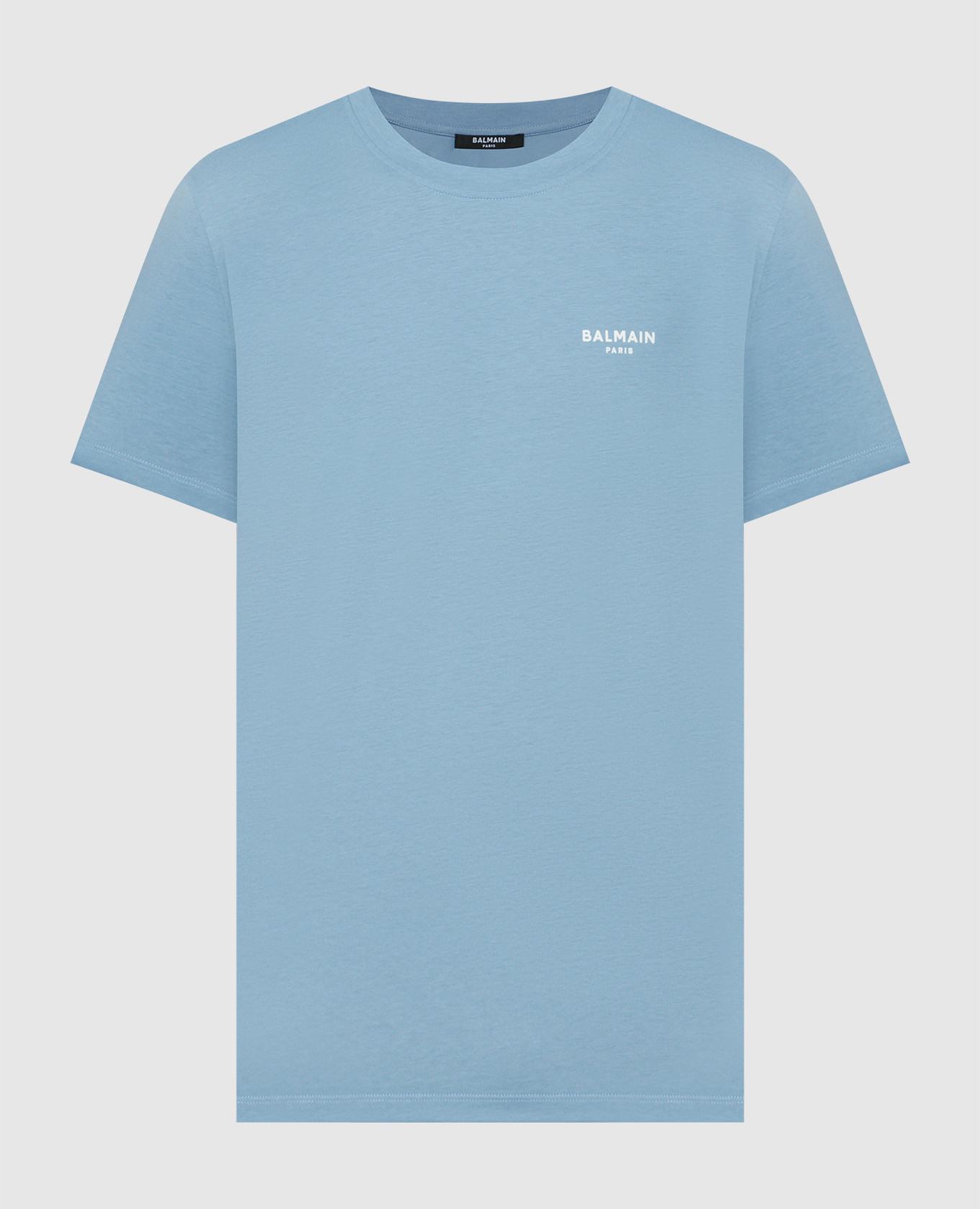 Blue t-shirt with logo print balmain