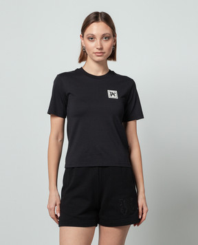 Palm Angels Black T-shirt Ski Club with patch PWAA044R24JER002