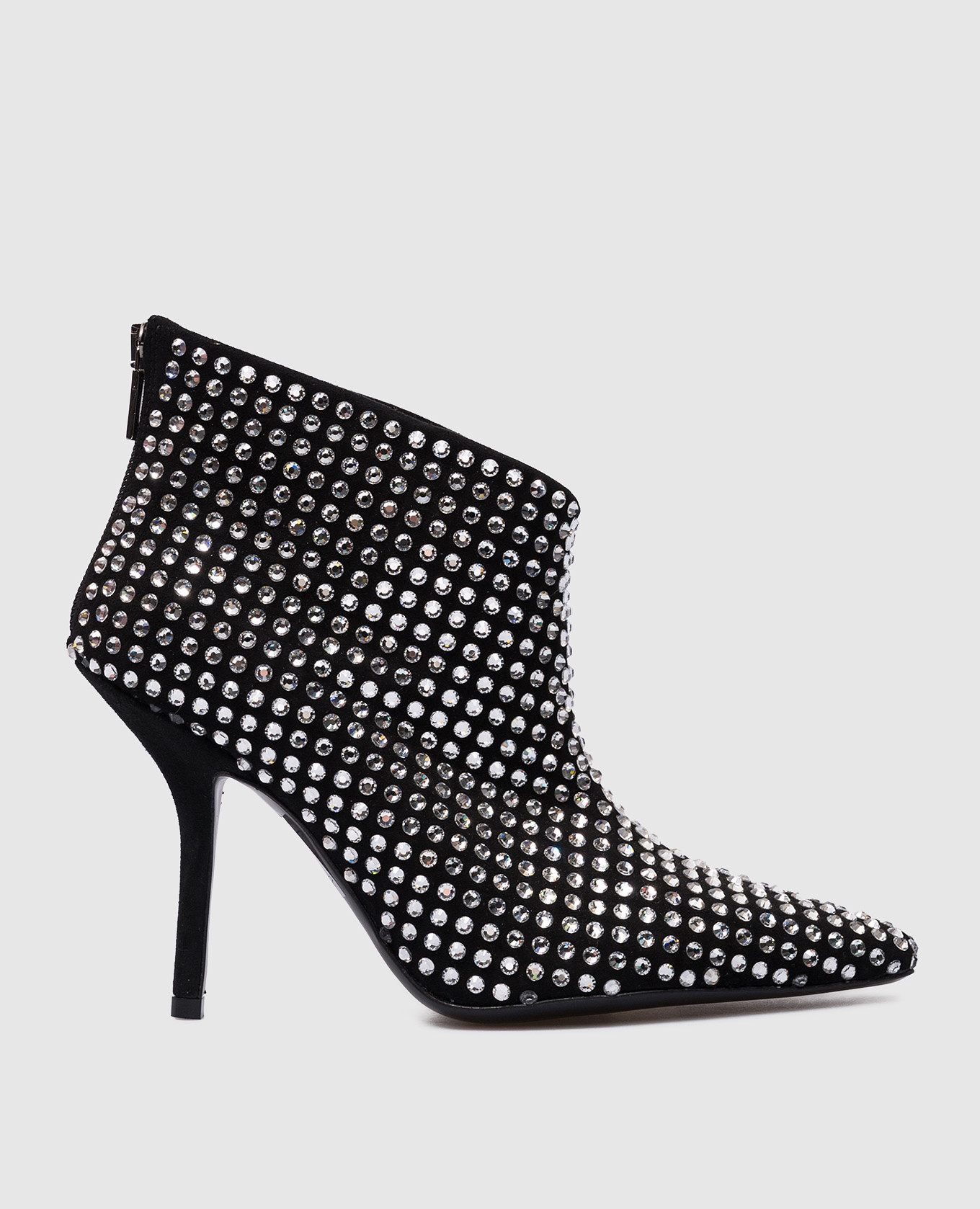 Black leather ankle boots with crystals eddy daniele