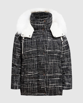 Rindi Black down jacket with lurex and sequins 231TE023