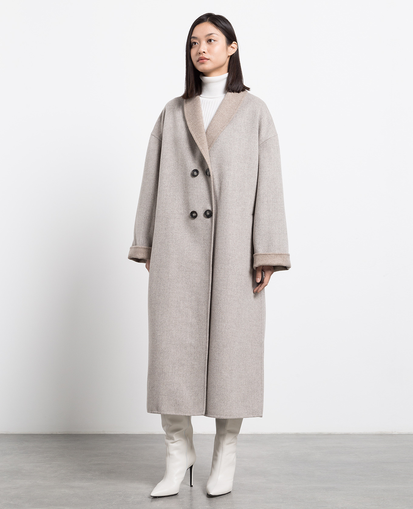 

Gray double-breasted coat made of wool Be Florence, Grey