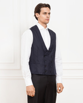 Brunello Cucinelli Navy blue wool and silk vest MF460S1994