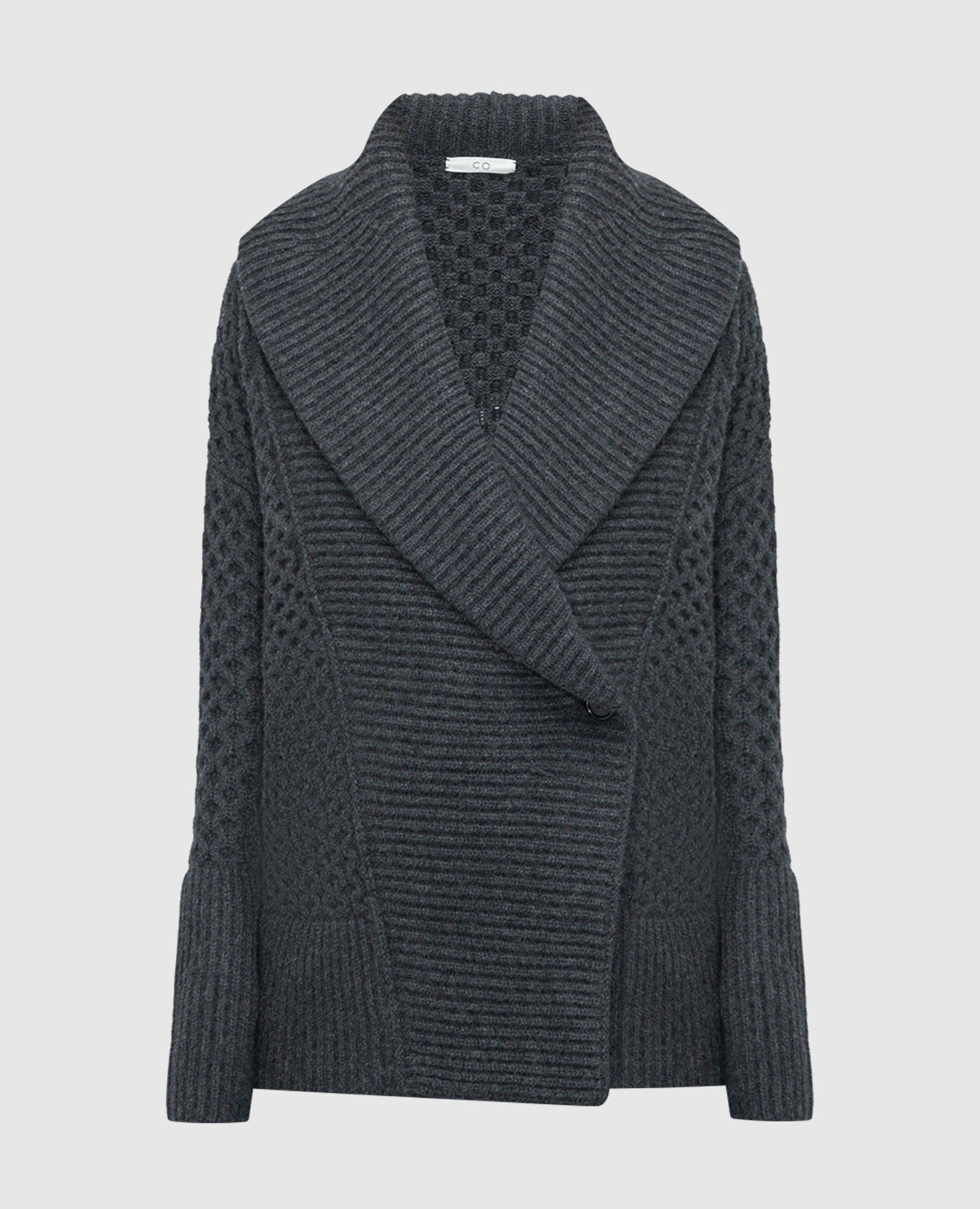 Gray cashmere cardigan with a textured pattern co