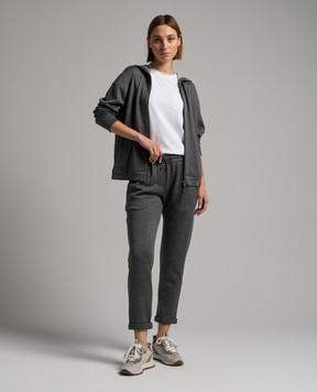Brunello Cucinelli Gray sports jacket with silk and monil chain MD828SB806
