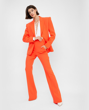 David Koma Neon Orange High Rise Wool Pants R22DK16TR