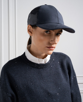 Brunello Cucinelli Blue cap with sequins MCAP90200