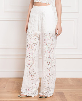 Charo Ruiz Brigid white trousers with broderie embroidery 233504