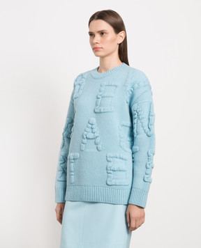 Bottega Veneta Blue logo pattern wool sweater 707883V26T0