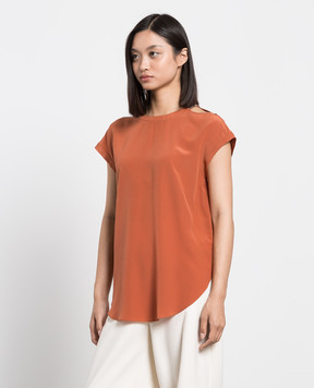 Brunello Cucinelli Red silk blouse with eco-brass MP993BL310