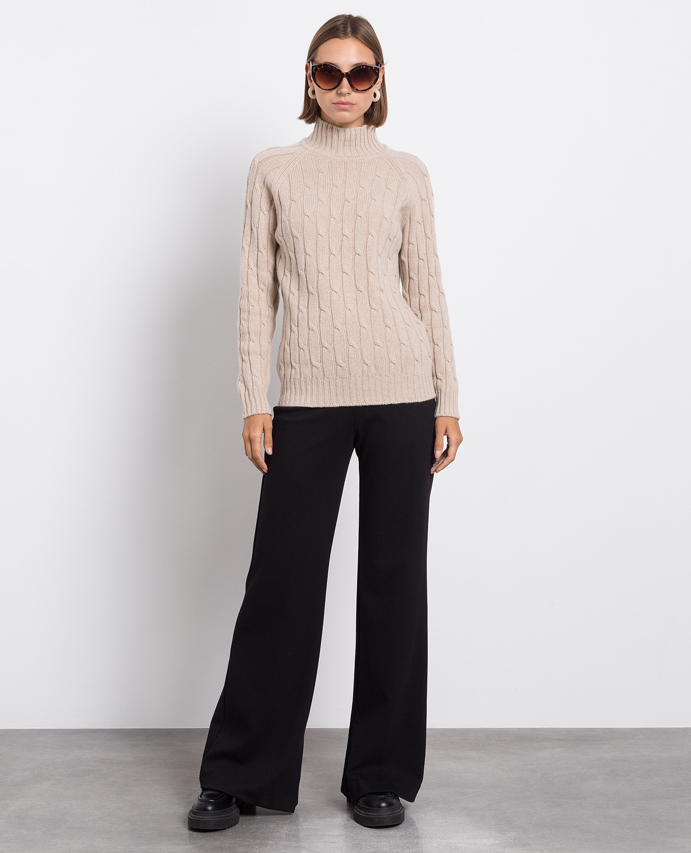 Beige sweater made of cashmere in a textured pattern Babe Pay Pls 2