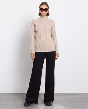 Babe Pay Pls Beige sweater made of cashmere in a textured pattern MD9701305341TR