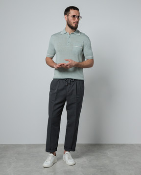 Agnona Green linen and silk polo shirt K307U250L1808