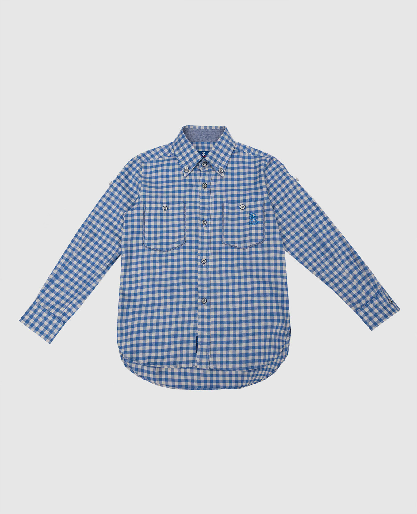 

Children's blue checked shirt with logo Stefano Ricci, Light blue