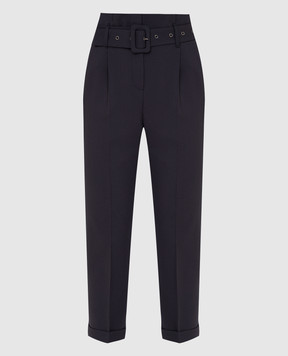 Peserico Navy blue high waist trousers P04754A01994