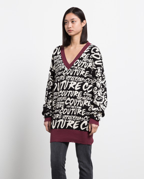 Versace Jeans Couture Logo Brush Couture contrast jacquard pullover 73HAFM16CM03G