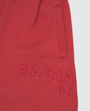 Balmain Children's burgundy joggers with textured logo BT6Q20Z0081
