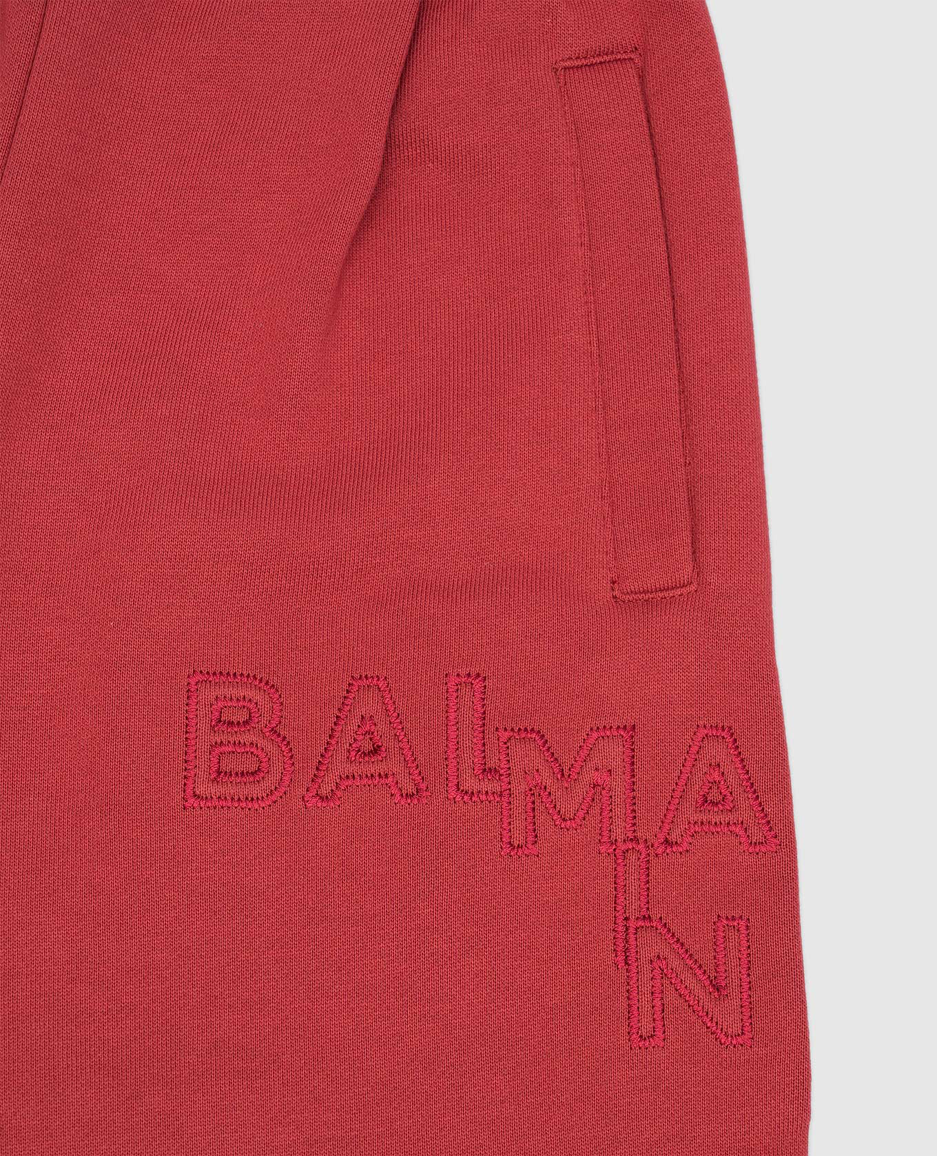 Children's burgundy joggers with textured logo Balmain 3