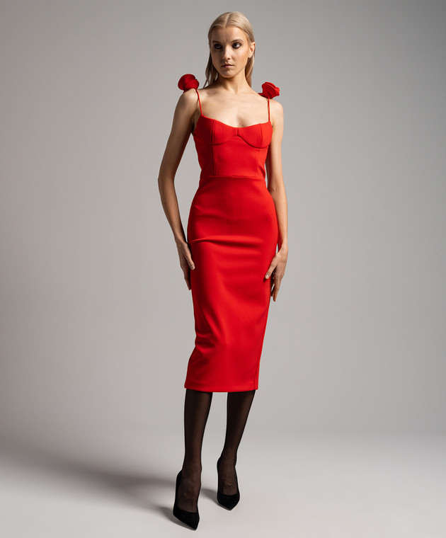 magda butrym red floral dress Floral ruched minidress in red - Magda Butrym
