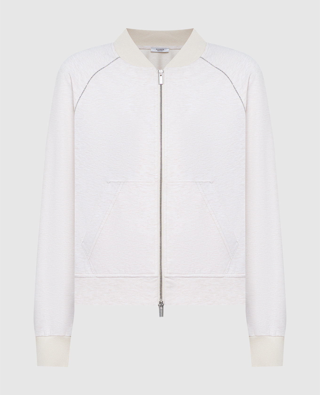 Beige melange sports jacket with monil chain peserico