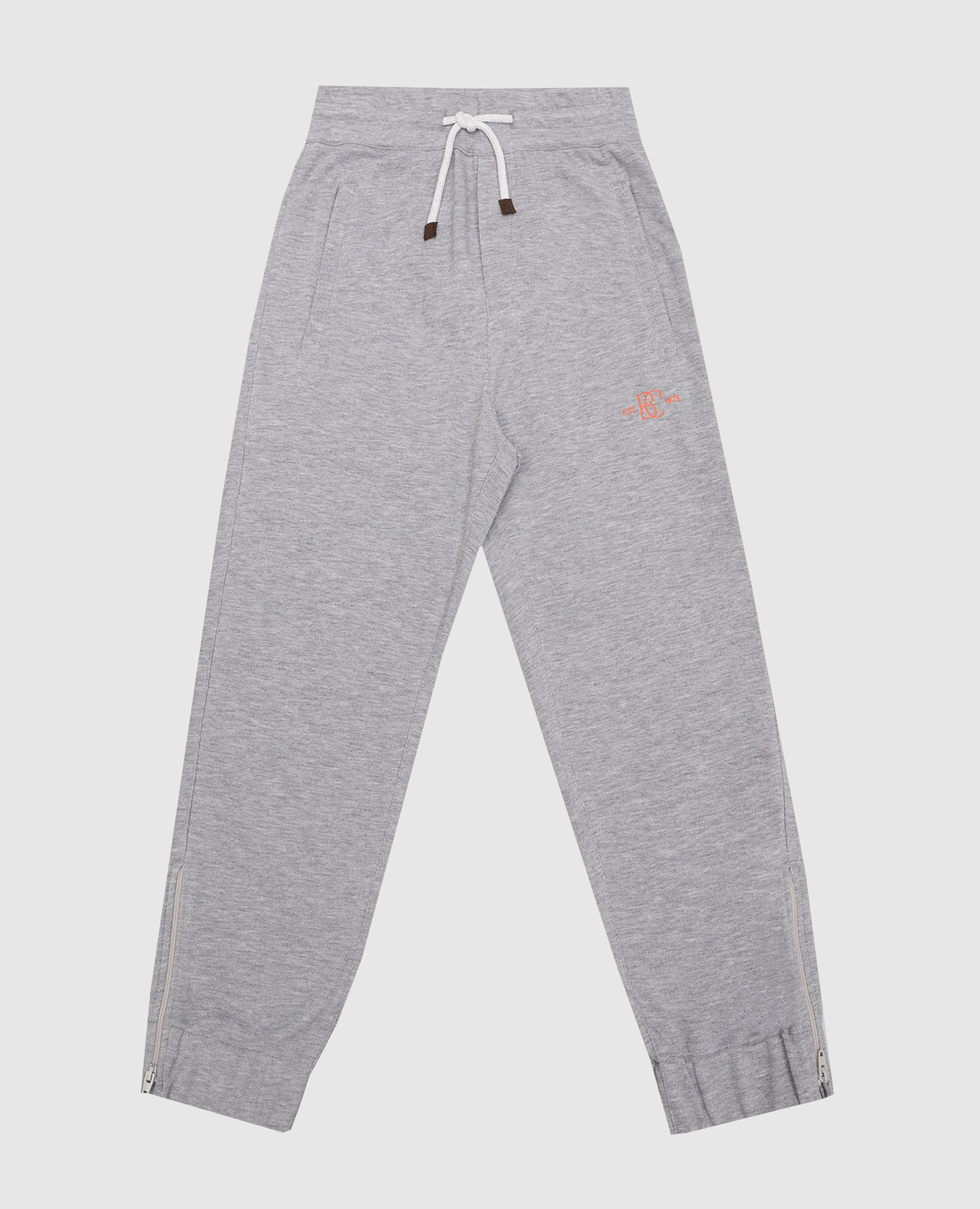 

Children's gray joggers with a logo print Brunello Cucinelli, Grey