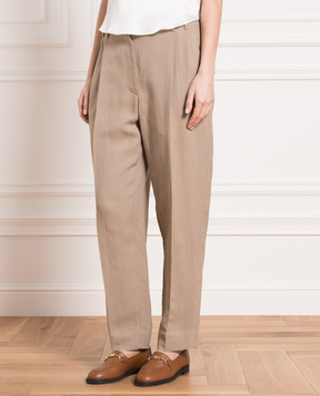 Brunello Cucinelli Brown pants with monil chain MH126P8292