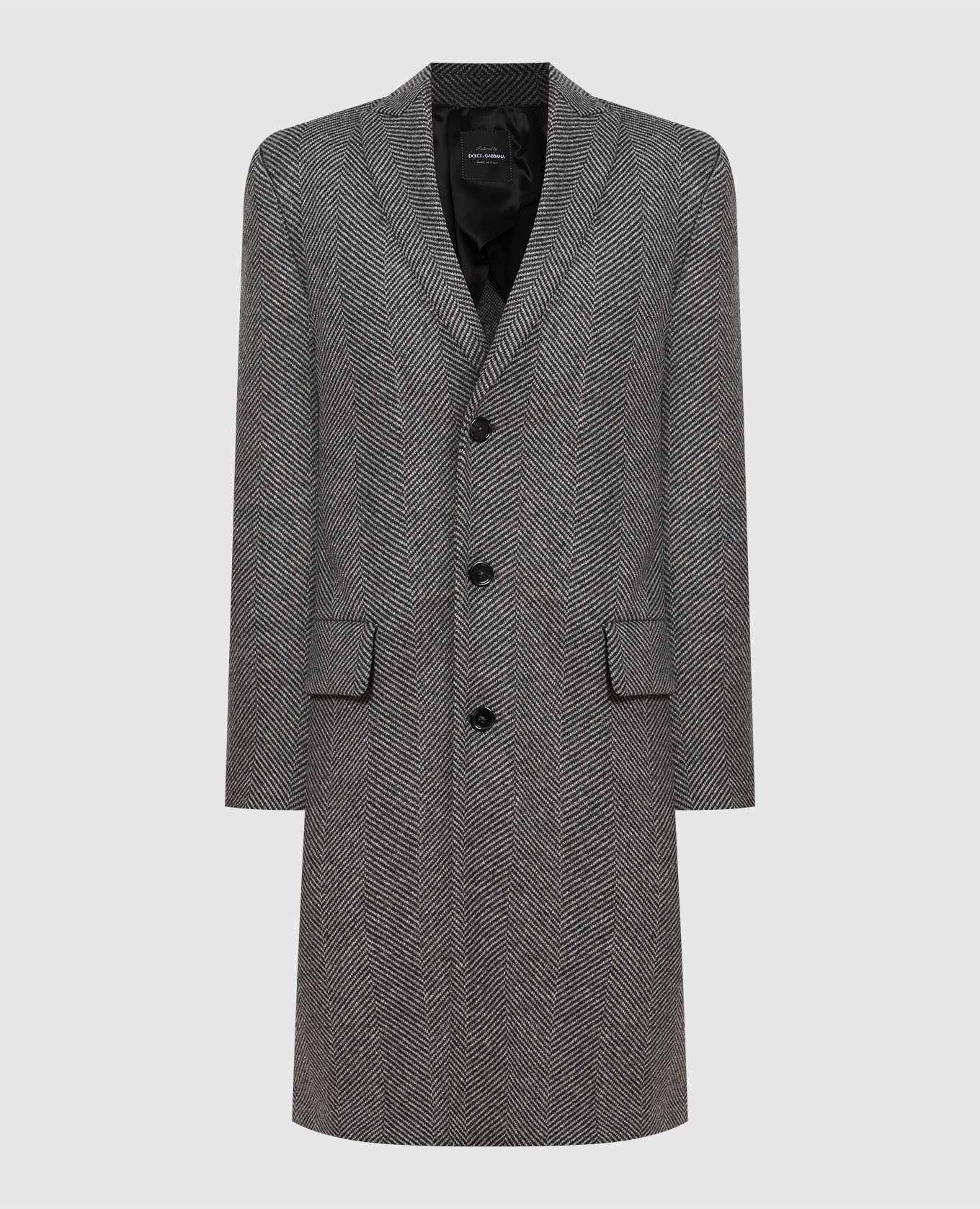 Gray herringbone coat dolce&gabbana
