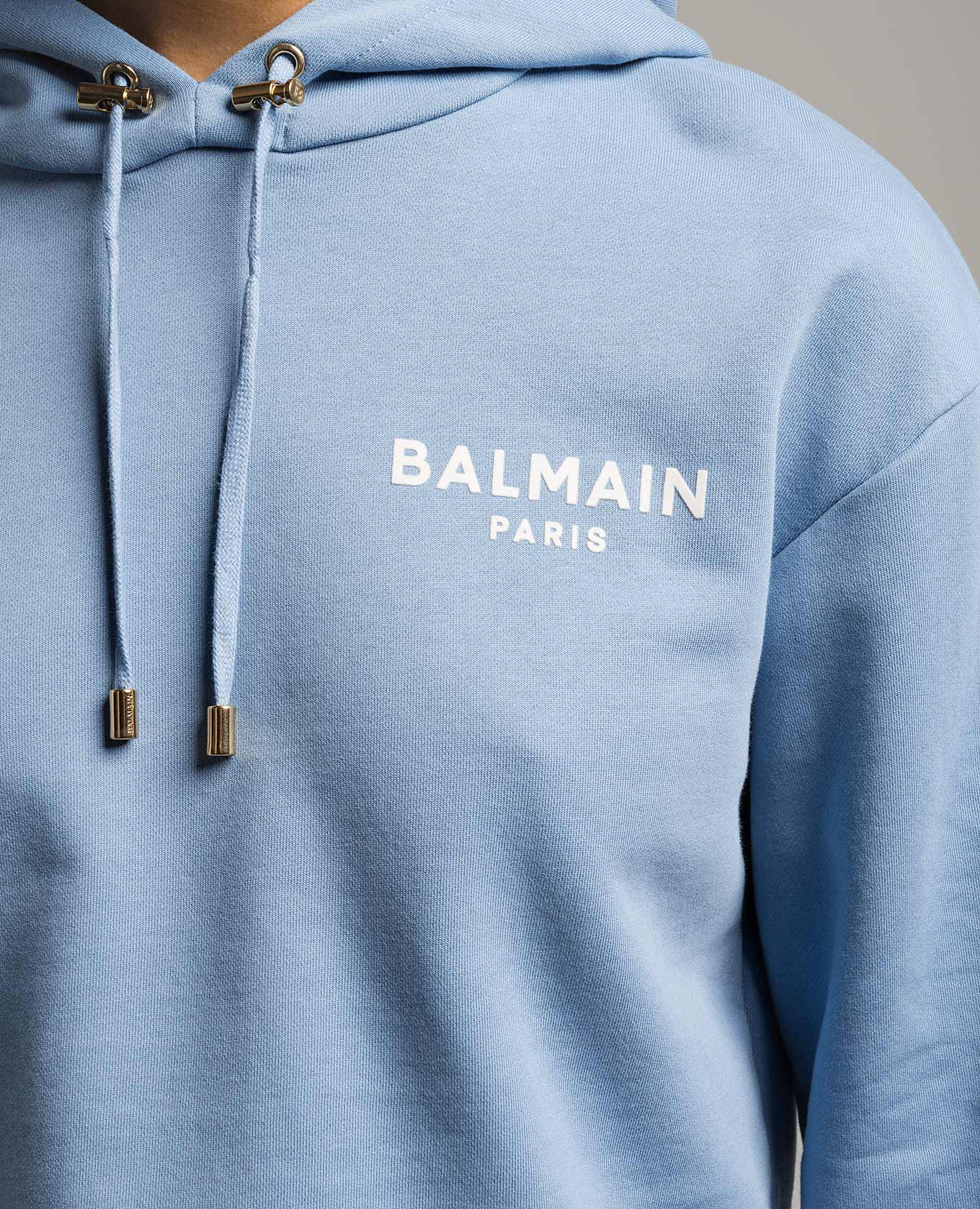 

Blue hoodie with logo print Balmain, Light blue