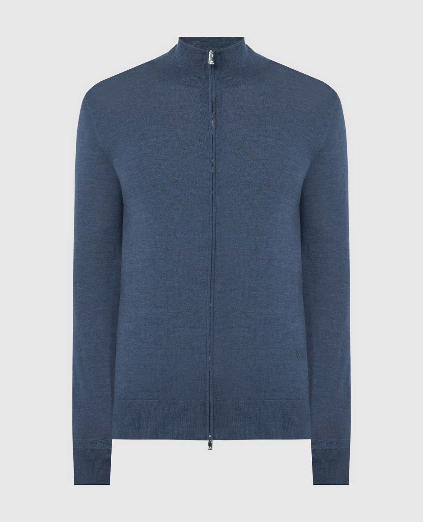 

Blue wool cardigan with logo ISAIA