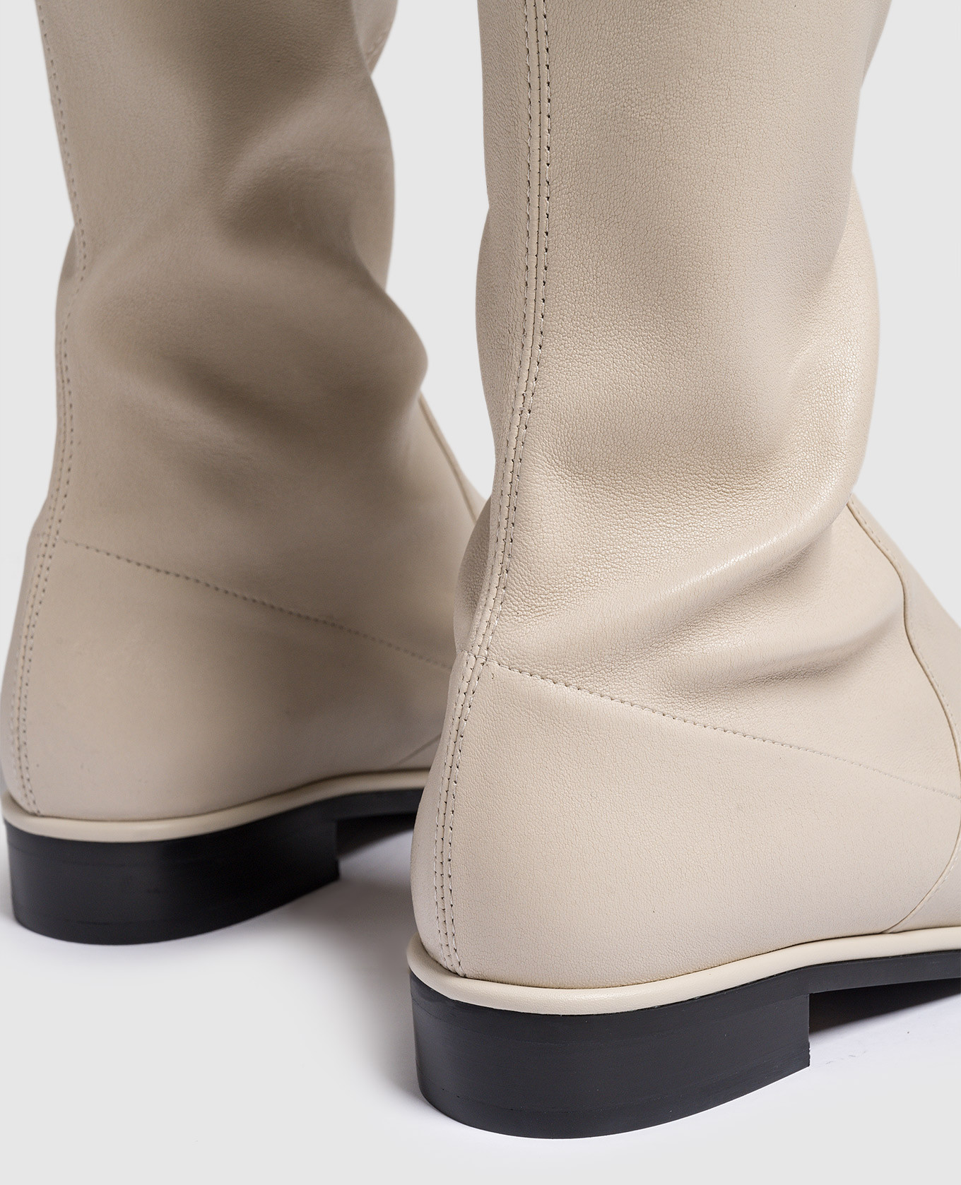 Lowland Bold beige leather ankle boots with drawstring Stuart Weitzman 5