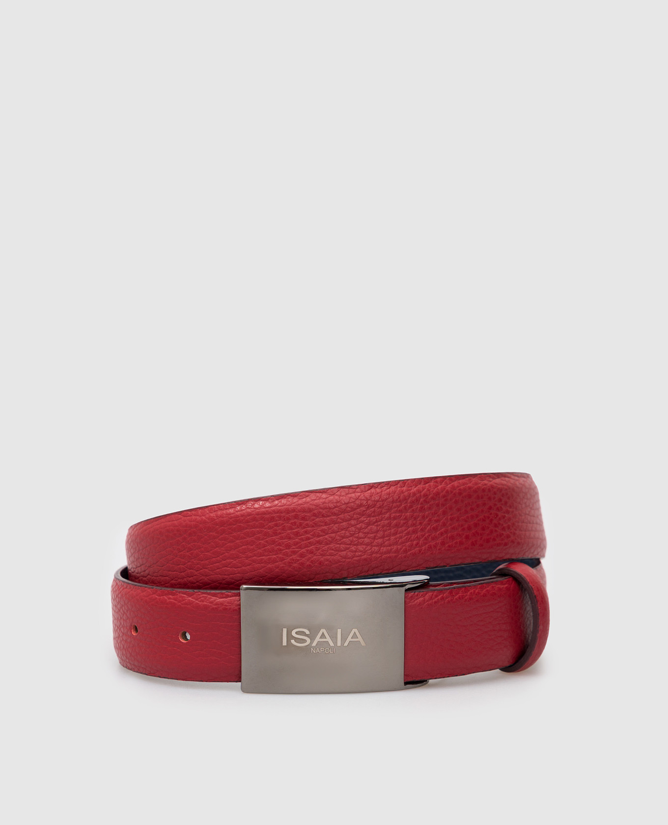 

Red bilateral leather belt ISAIA, Красный
