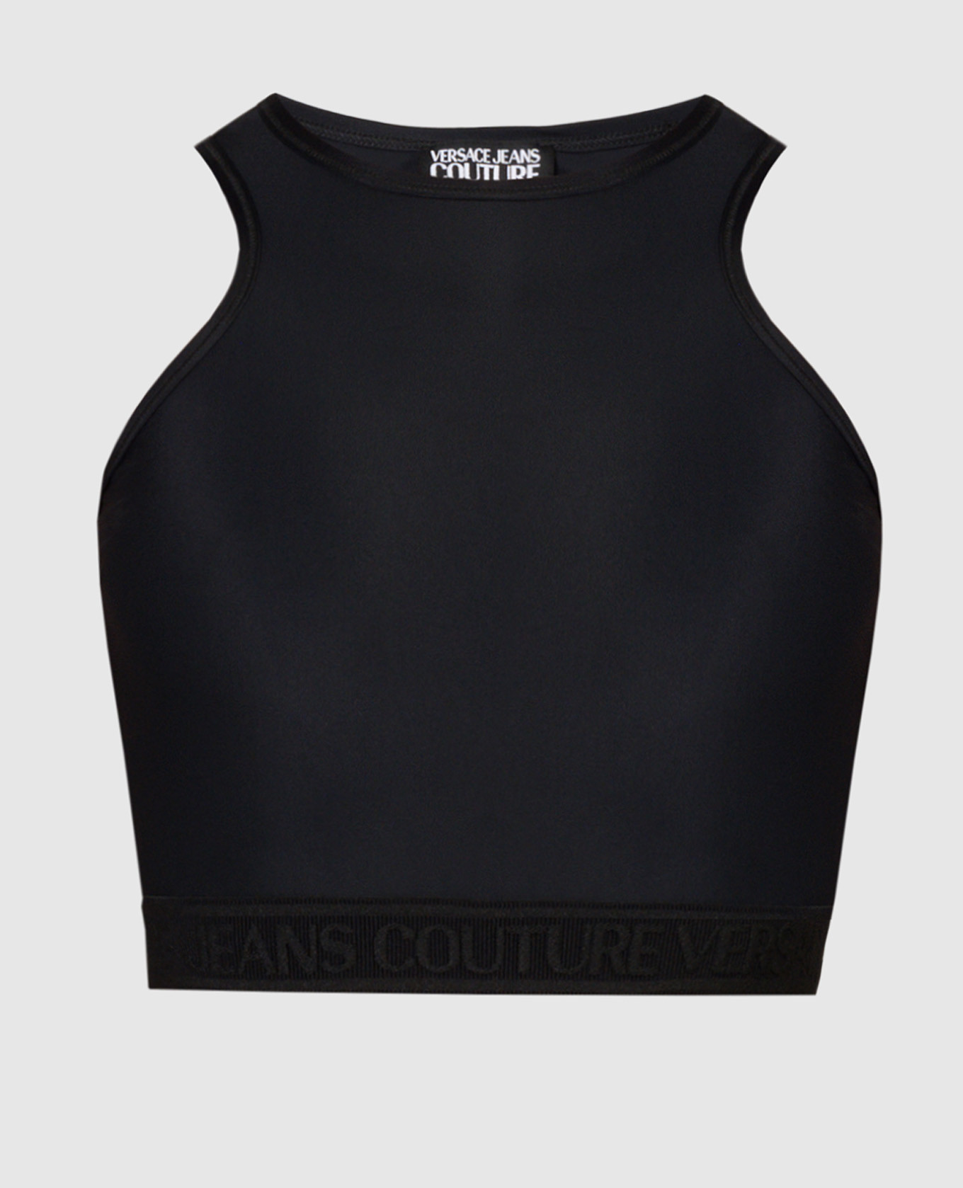 

Black top with textured logo Versace Jeans Couture