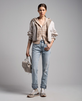 Brunello Cucinelli Blue jeans with monil chain M0H72P5797