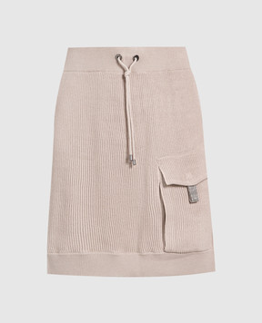 Brunello Cucinelli Light beige eco-brass ribbed skirt M19174289P