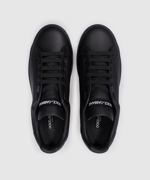 Dolce&Gabbana - Portofino black leather sneakers with logo