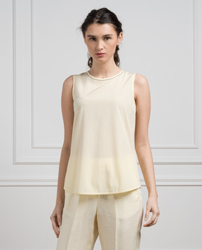 Peserico Yellow top with monil silk chain S08893D07325