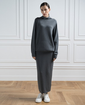 Kiton Gray logo cashmere skirt D56720200