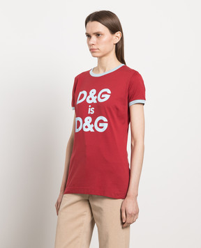 Dolce&Gabbana Burgundy t-shirt with DG logo print F8H32ZG7RDG