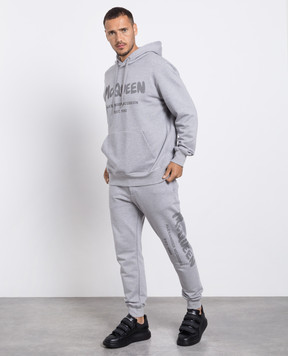Alexander McQueen Gray joggers with graffiti logo print 688714QVZ81