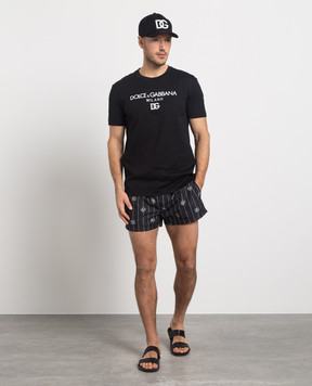 Dolce&Gabbana Black swim shorts with DG logo print M4A06TISMDD