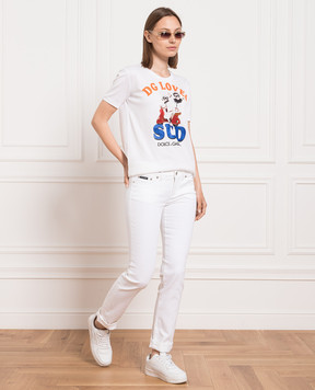 Dolce&Gabbana White t-shirt with branded print F8K74ZHH7NL
