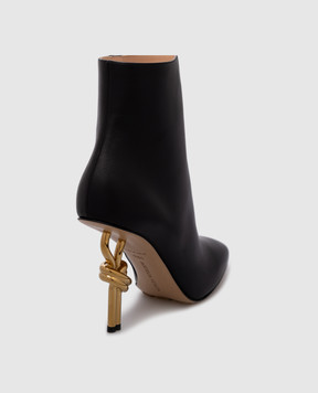 Bottega Veneta Black leather ankle boots with curly heels 763831V3M70