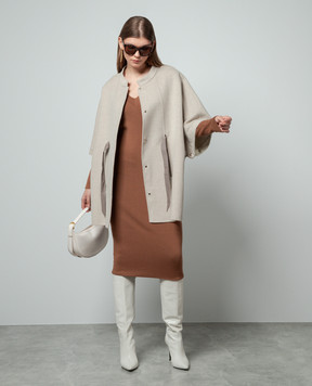 Enrico Mandelli Beige wool and cashmere cape A7D0503816