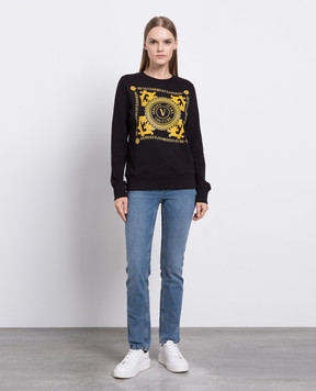Versace Jeans Couture Black sweatshirt with logo print 75HAIF07CF01F