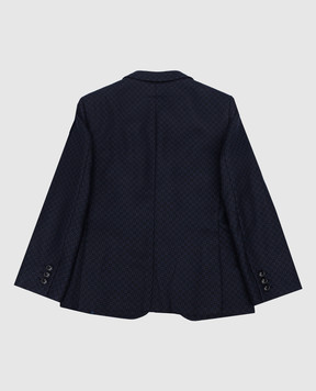 Stefano Ricci Children's blue blazer made of wool in a geometric pattern Y3RSGD3300W805