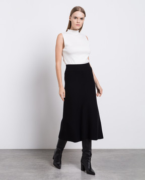 Agnona Black logo cashmere midi skirt KG060102K120H