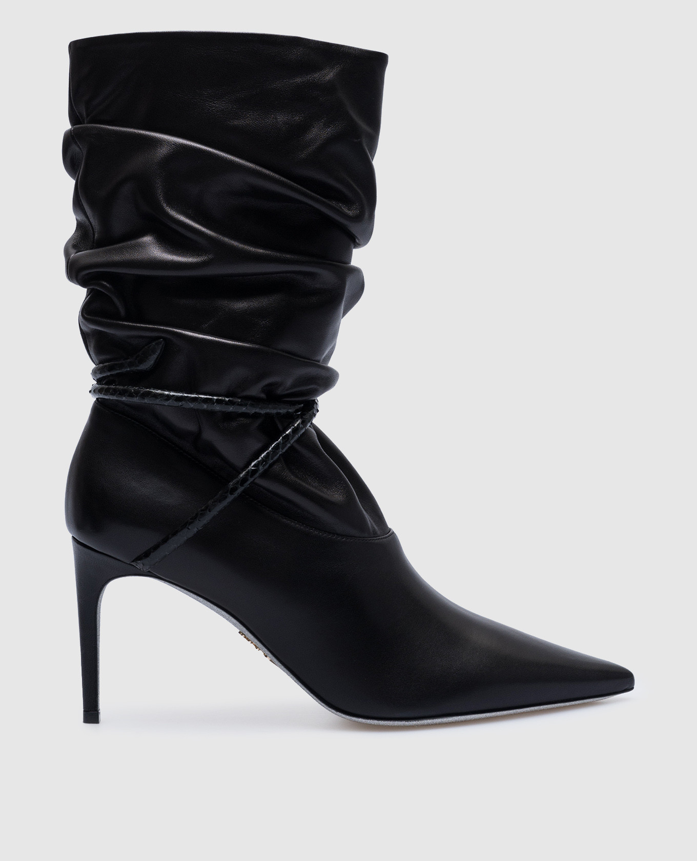 Black leather ankle boots with drape rene caovilla