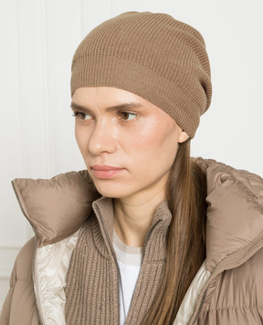 Peserico Brown hat made of wool, silk and cashmere with a monil chain S36151F12K09018