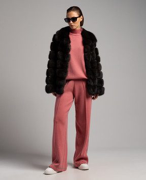 Rindi Pink cashmere pants with monil chain DO277P23